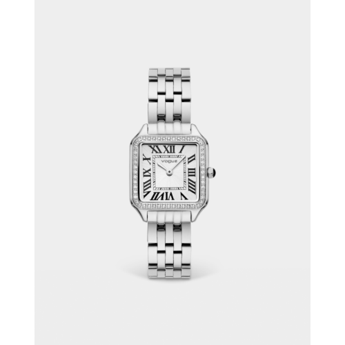 Victoria ρολόι με ατσάλινο μπρασελέ, λευκό καντράν και πέτρες