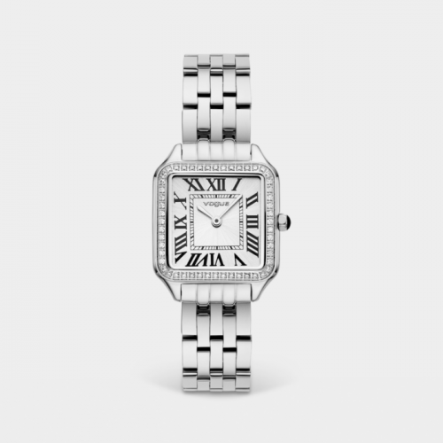 Victoria ρολόι με ατσάλινο μπρασελέ, λευκό καντράν και πέτρες