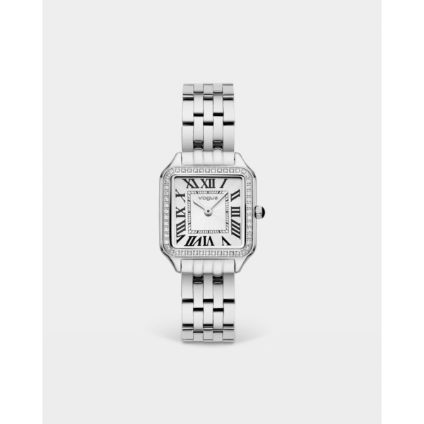 Victoria ρολόι με ατσάλινο μπρασελέ, λευκό καντράν και πέτρες