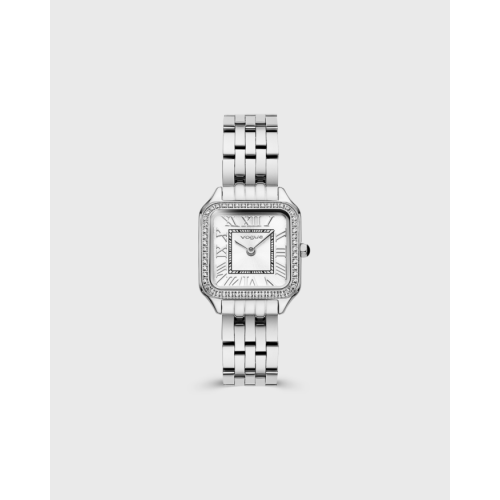 Victoria mini ρολόι με ασημί ατσάλινο μπρασελέ και ζιργκόν στο στεφάνι