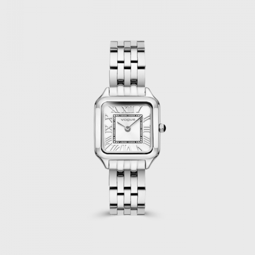 Victoria mini ρολόι με ασημί ατσάλινο μπρασελέ και λευκό καντράν
