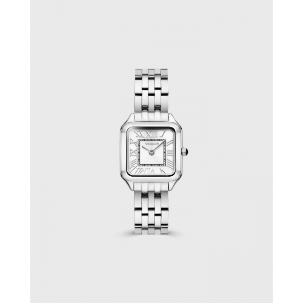 Victoria mini ρολόι με ασημί ατσάλινο μπρασελέ και λευκό καντράν