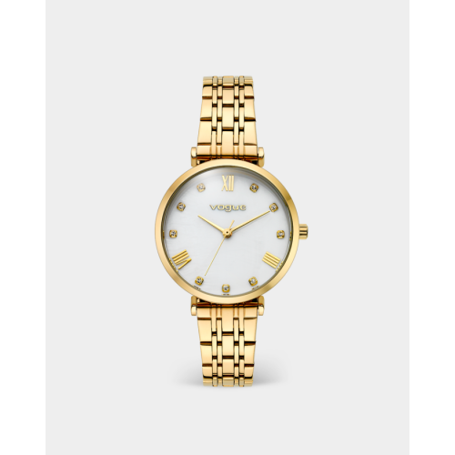 New Bliss ρολόι με ατσάλινο μπρασελέ σε χρυσή επιμετάλλωση και λευκό καντράν από φίλντισι