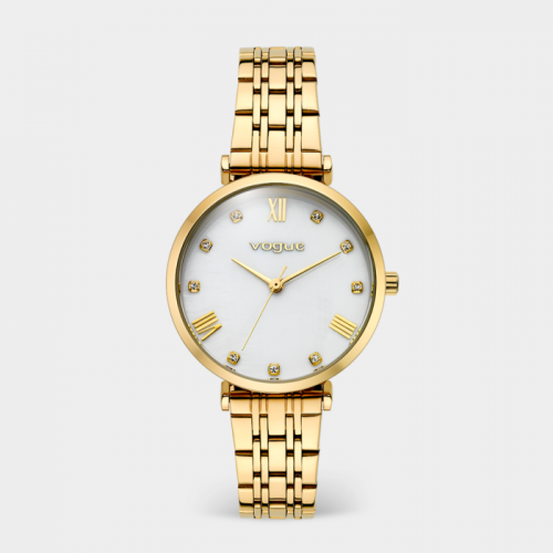 New Bliss ρολόι με ατσάλινο μπρασελέ σε χρυσή επιμετάλλωση και λευκό καντράν από φίλντισι