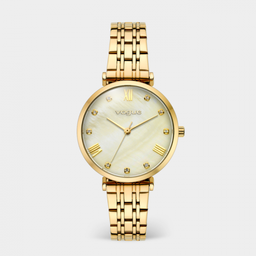 New Bliss ρολόι με ατσάλινο μπρασελέ σε χρυσή επιμετάλλωση και σαμπανί καντράν από φίλντισι