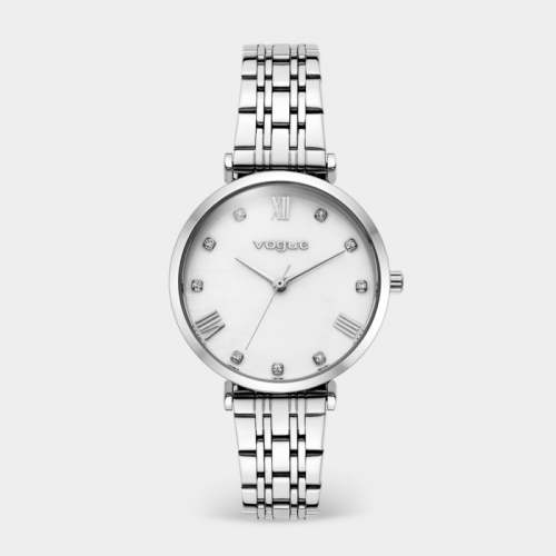 New Bliss ρολόι με ασημί ατσάλινο μπρασελέ και λευκό καντράν από φίλντισι