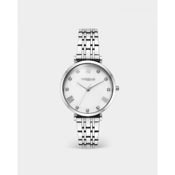 New Bliss ρολόι με ασημί ατσάλινο μπρασελέ και λευκό καντράν από φίλντισι