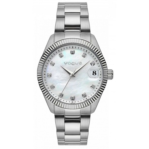 Reina γυναικείο ρολόι λευκό φιλντισένιο καντράν και ασημί ατσάλινο μπρασελέ VOGUE