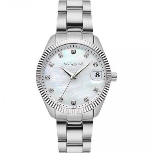 Reina γυναικείο ρολόι λευκό φιλντισένιο καντράν και ασημί ατσάλινο μπρασελέ VOGUE