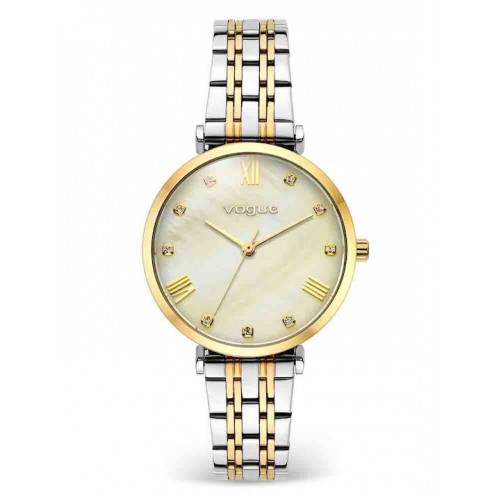 New Bliss ρολόι με δίχρωμο ασημί-χρυσό μπρασελέ και σαμπανί καντράν από φίλντισι