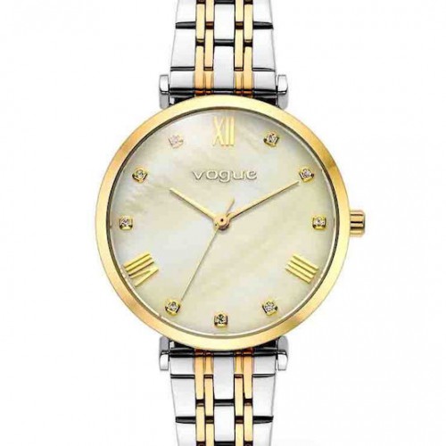 New Bliss ρολόι με δίχρωμο ασημί-χρυσό μπρασελέ και σαμπανί καντράν από φίλντισι