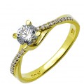  Single Stone Ring K14 With Zircon