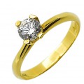  Single Stone Ring K14 With Zircon