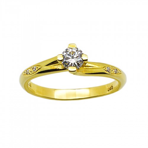  Single Stone Ring K14 With Zircon