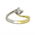  Single Stone Ring Gold and White Gold K14 With Zircon Stones