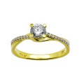  Single Stone Ring K14 With Zircon