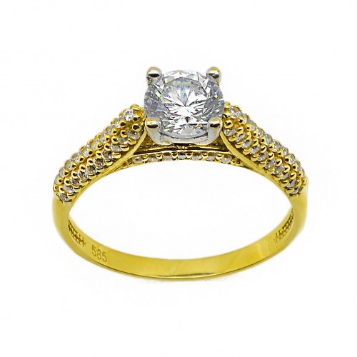 Single Stone Ring K14 With Zircon Stones