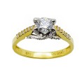  Single Stone Ring K14 With Zircon Stones In Rosette Style