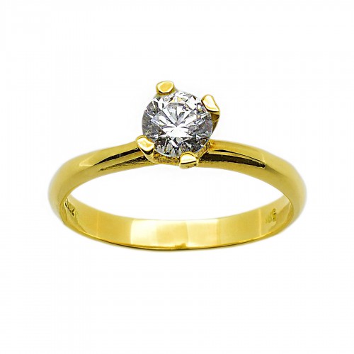  Single Stone Ring K14 With Zircon