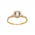 Single Stone Ring Rose Gold K18 in Rosette Style with Morganite Stone
