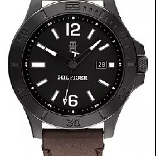 Ανδρικό ρολόι Tommy Hilfiger από ανοξείδωτο ατσάλι με καφέ δερμάτινο λουράκι