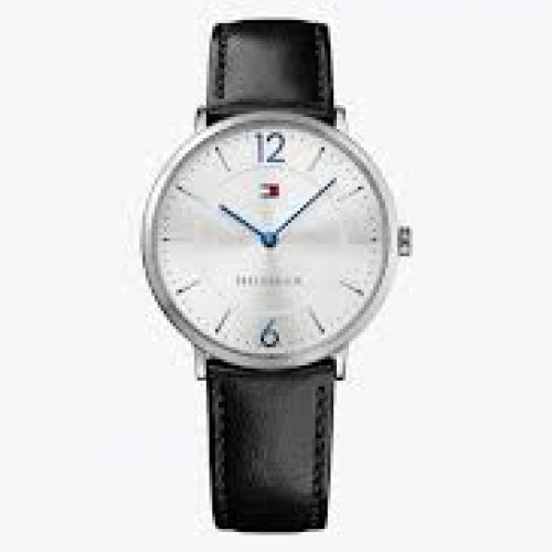 Ανδρικό ρολόι Tommy Hilfiger Ultra Slim από ανοξείδωτο ατσάλι με μαύρο δερμάτινο λουράκι